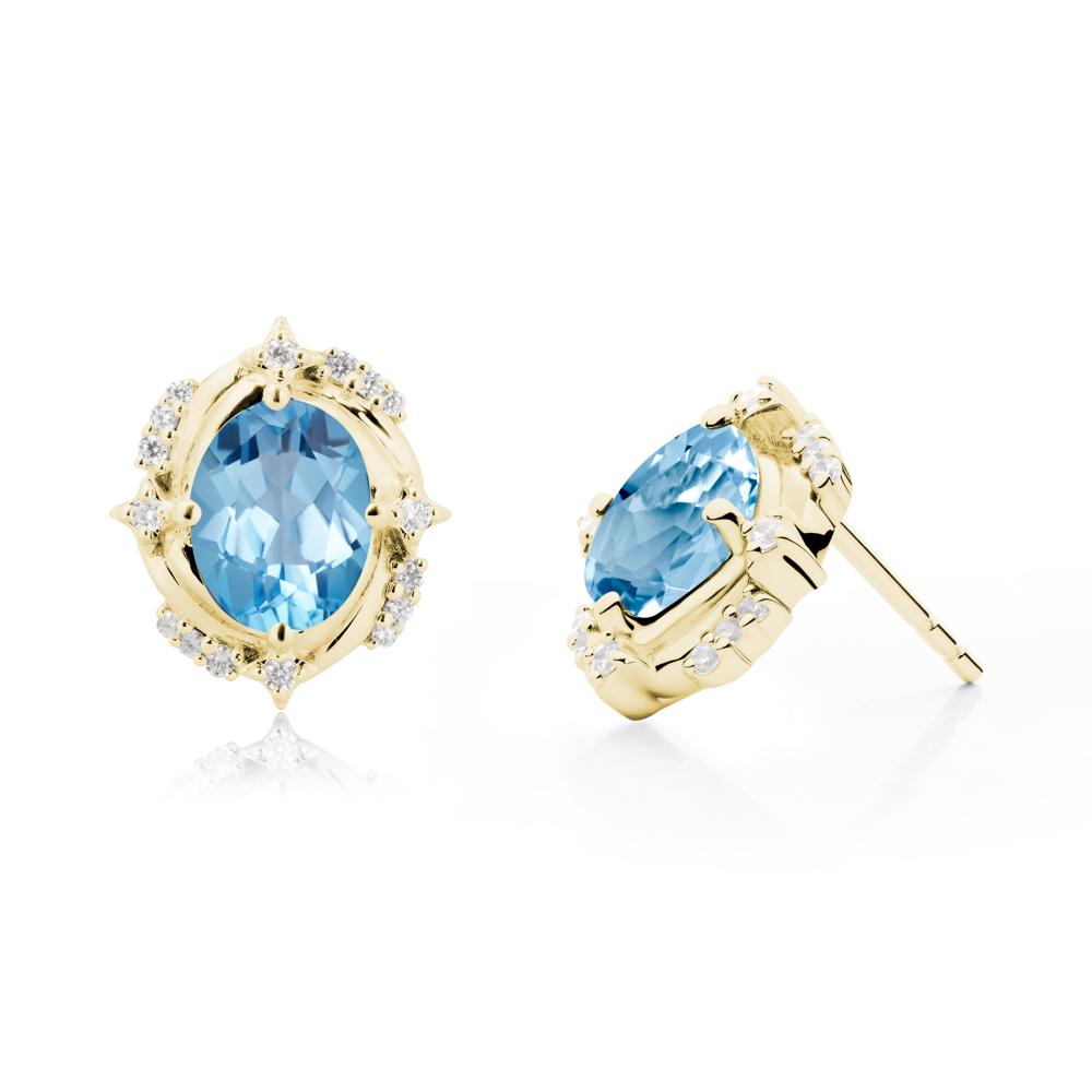 Swiss Blue Topaz Shooting Star Stud Earrings - LUO Jewelry #metal_18k yellow gold