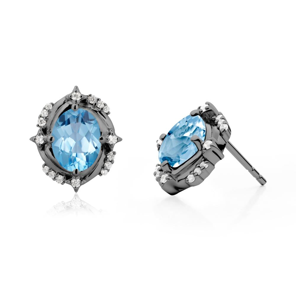 Swiss Blue Topaz Shooting Star Stud Earrings - LUO Jewelry #metal_black finish sterling silver