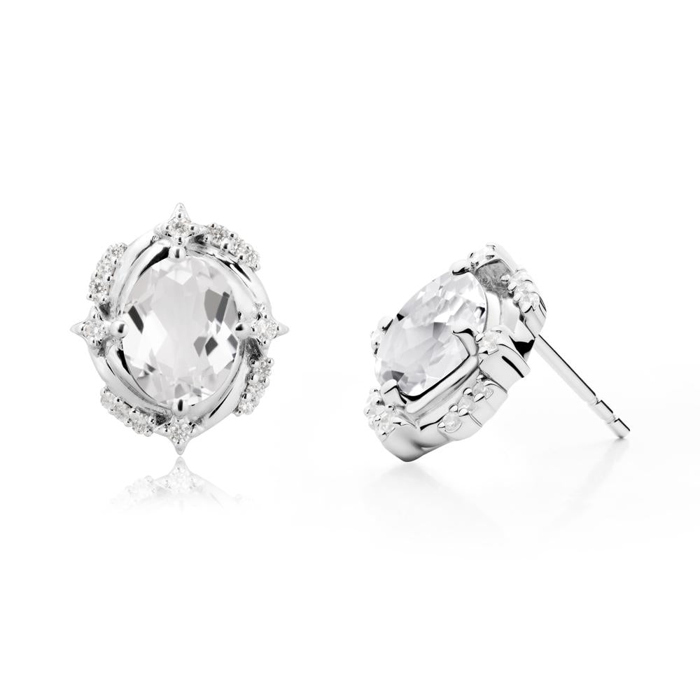 Oval White Topaz Stud Earrings - LUO Jewelry #metal_sterling silver