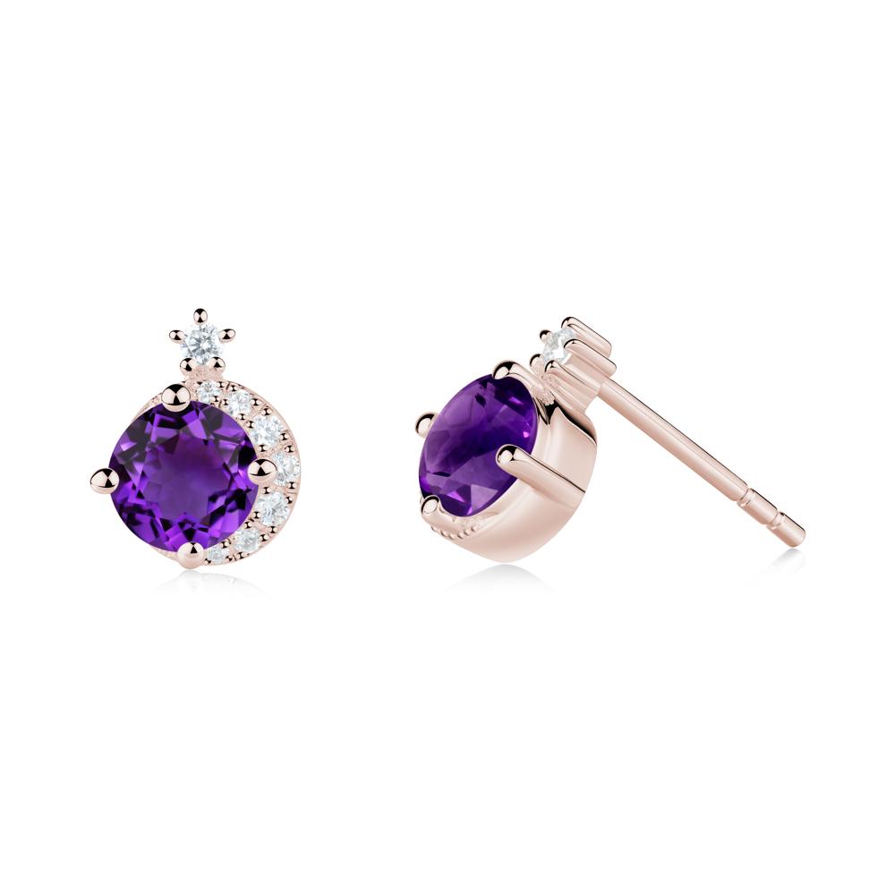 Celestial Amethyst Stud Earrings - LUO Jewelry #metal_14k rose gold