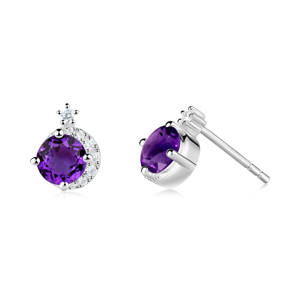 Celestial Amethyst Stud Earrings - LUO Jewelry #metal_14k white gold