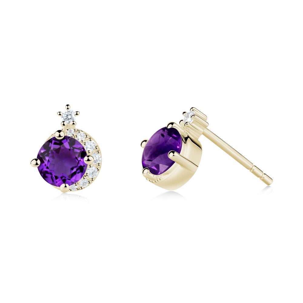 Celestial Amethyst Stud Earrings - LUO Jewelry #metal_14k yellow gold