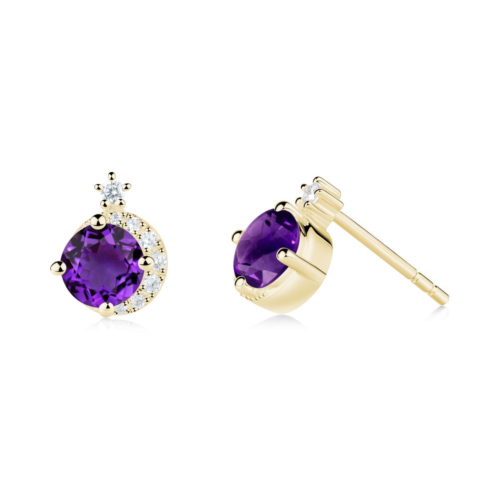 Celestial Amethyst Stud Earrings - LUO Jewelry #metal_18k yellow gold