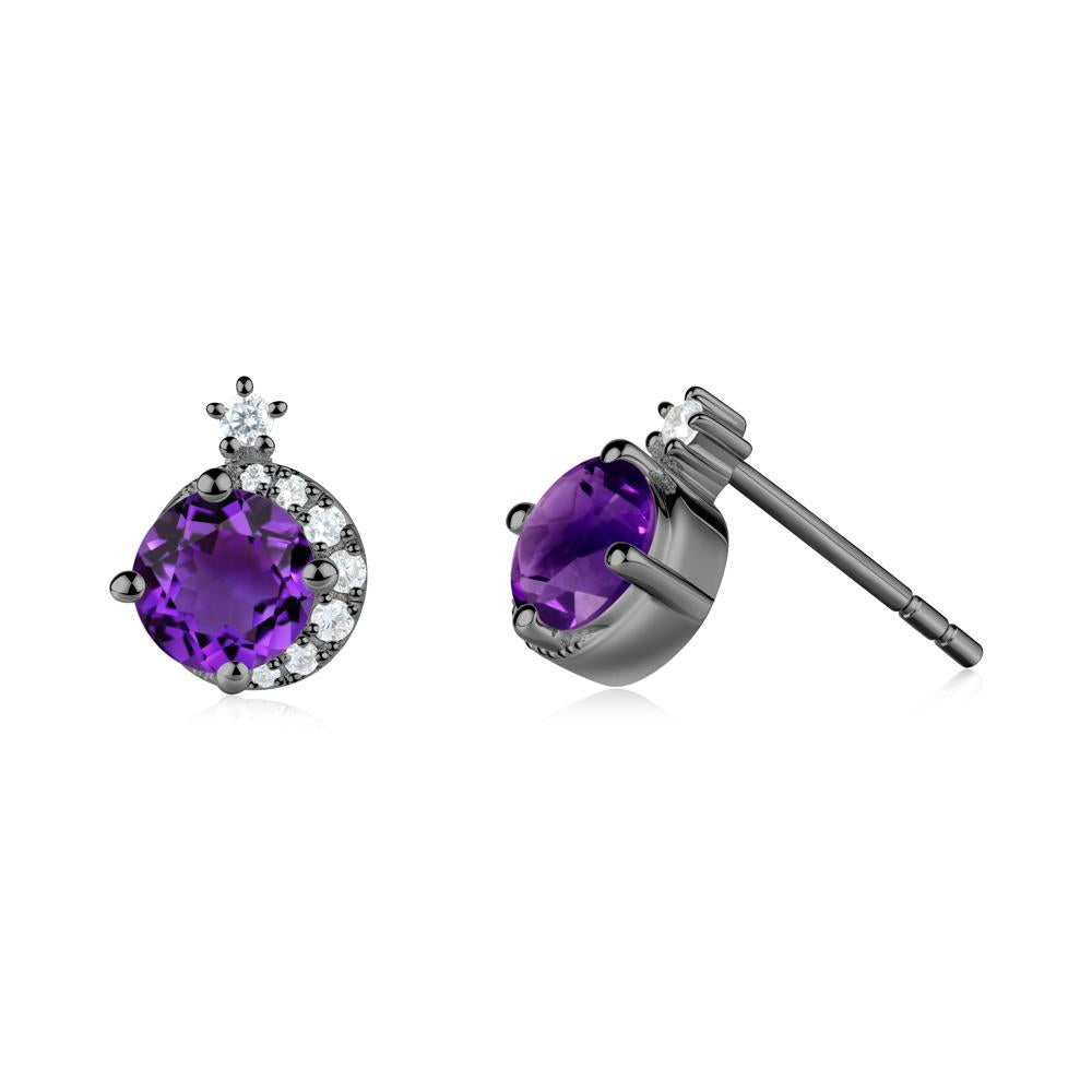 Celestial Amethyst Stud Earrings - LUO Jewelry #metal_black finish sterling silver