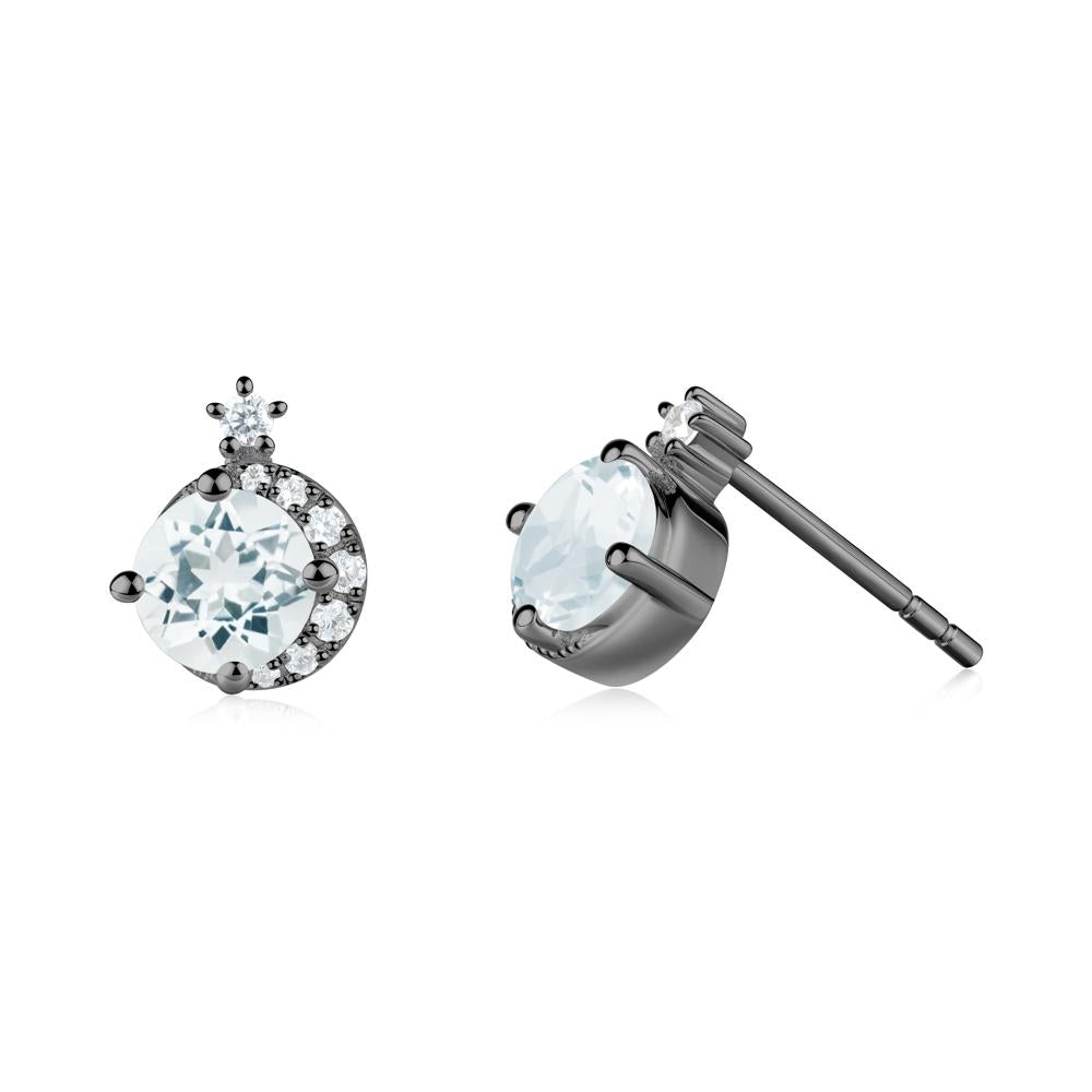 Celestial Aquamarine Stud Earrings - LUO Jewelry #metal_black finish sterling silver