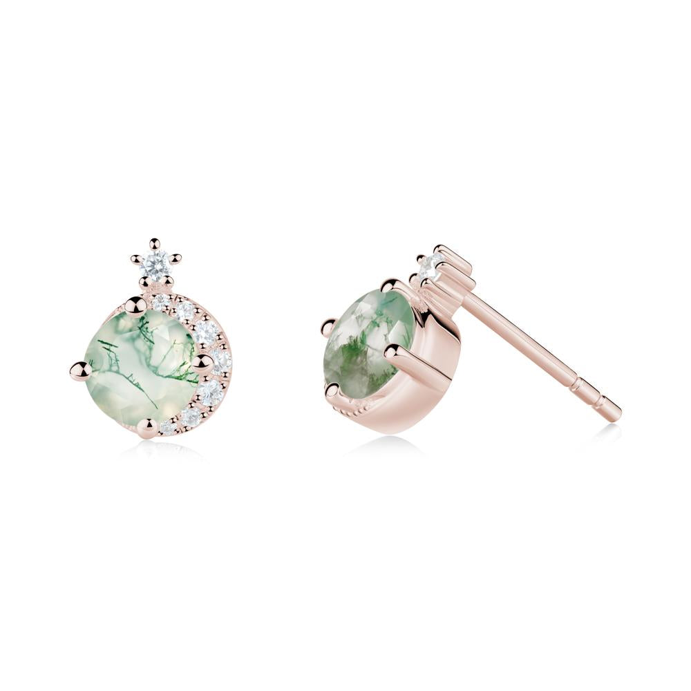 Celestial Moss Agate Stud Earrings - LUO Jewelry #metal_14k rose gold