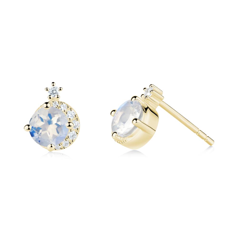 Round Moonstone Crescent Stud Earrings - LUO Jewelry #metal_18k yellow gold
