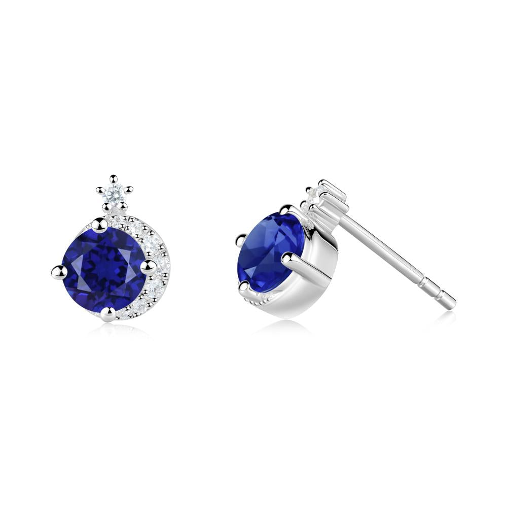 Celestial Sapphire Stud Earrings - LUO Jewelry #metal_14k white gold