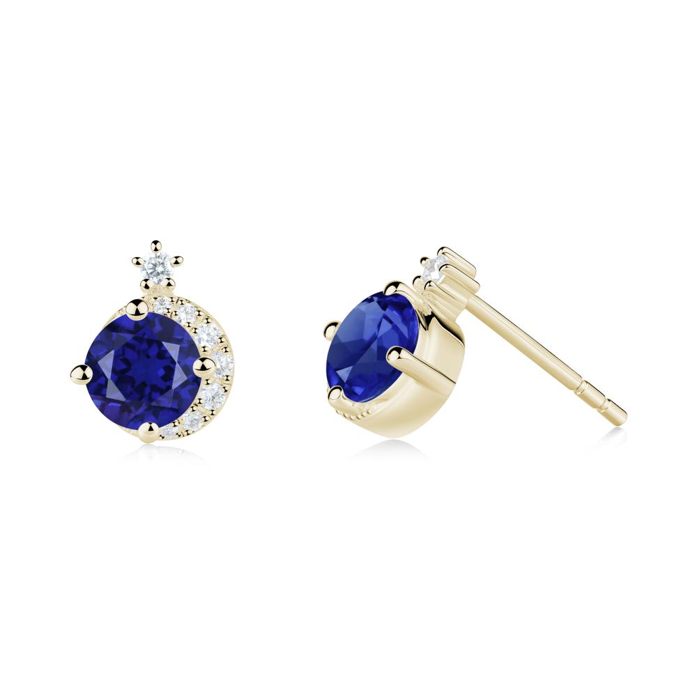 Celestial Sapphire Stud Earrings - LUO Jewelry #metal_14k yellow gold