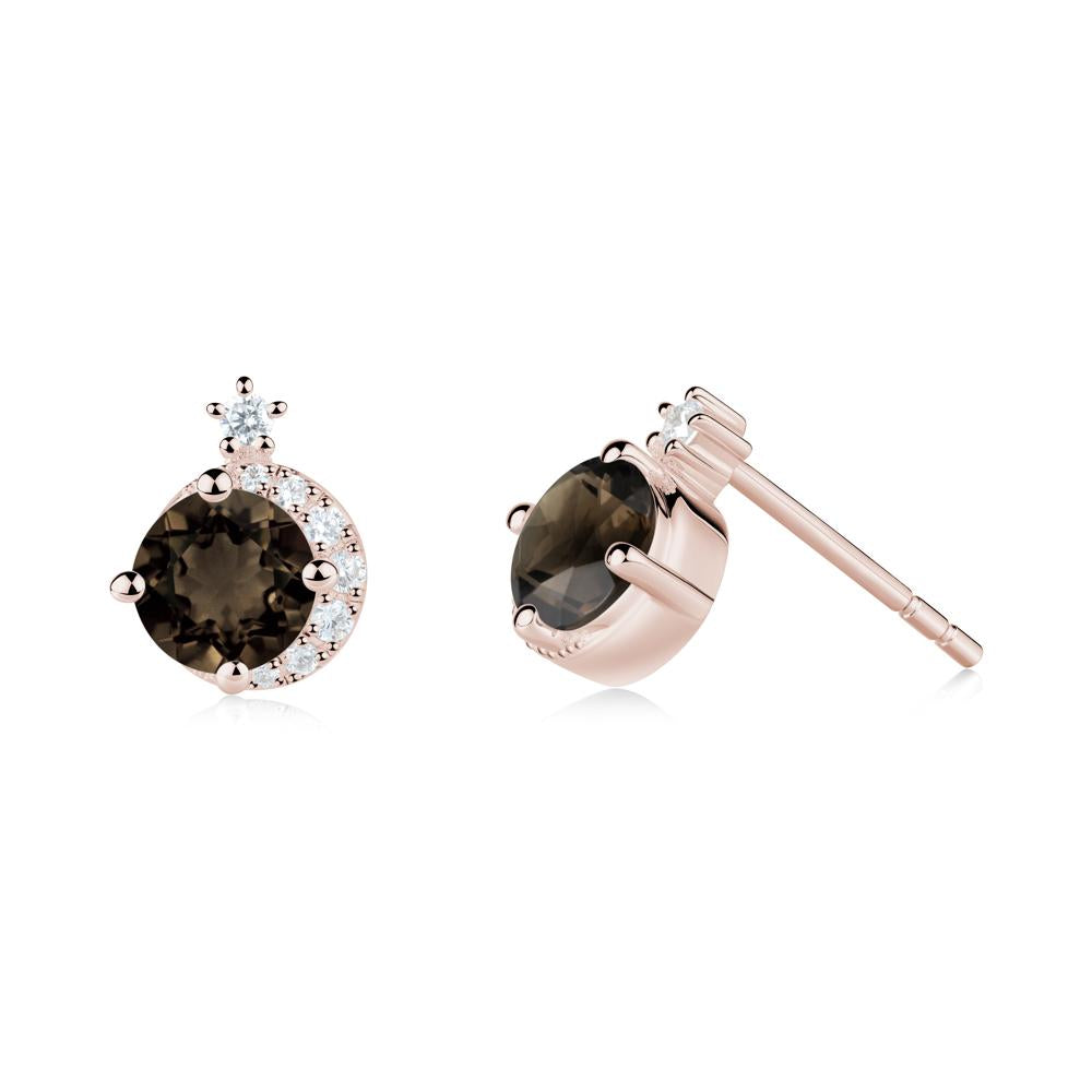 Celestial Smoky Quartz Stud Earrings - LUO Jewelry #metal_14k rose gold