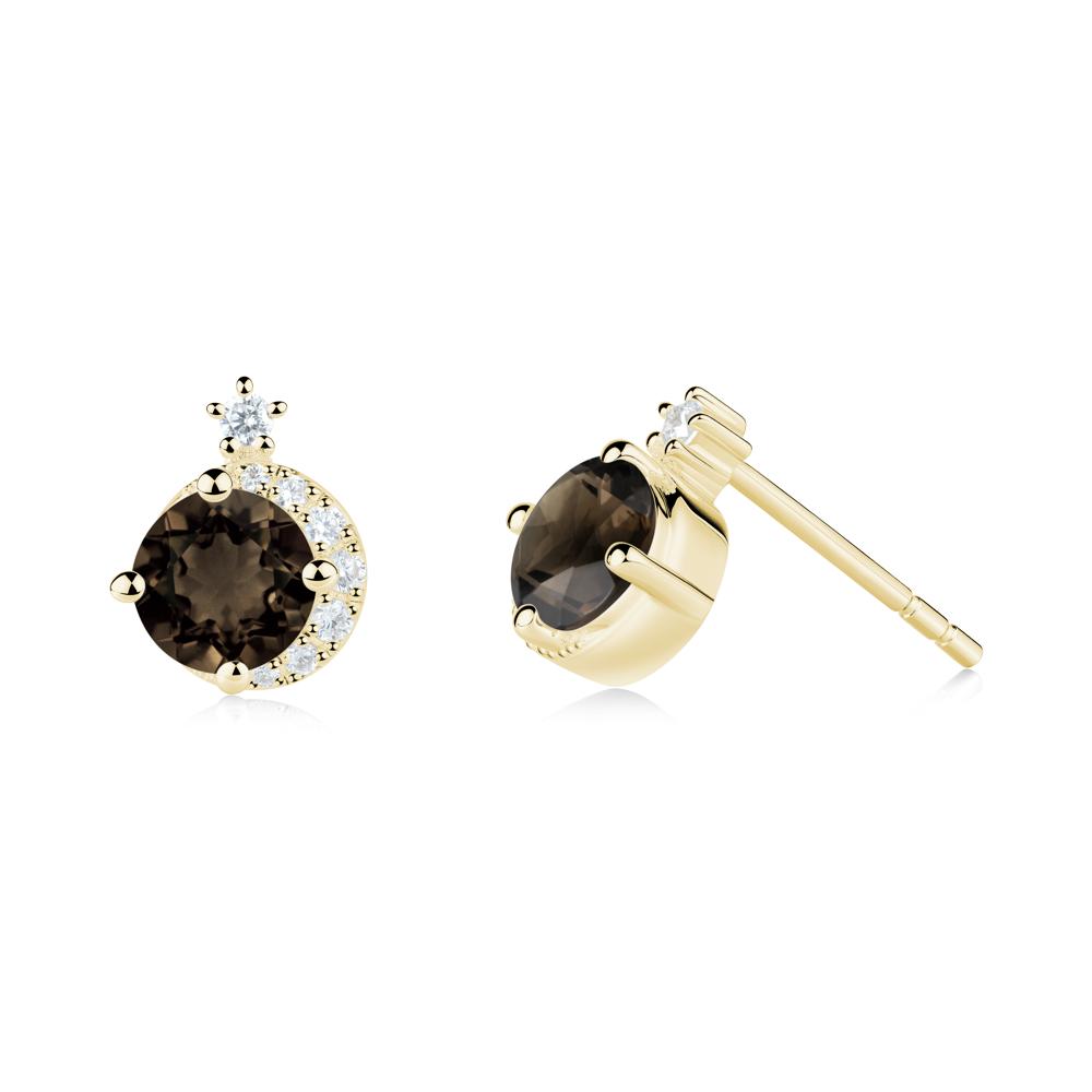 Celestial Smoky Quartz Stud Earrings - LUO Jewelry #metal_18k yellow gold