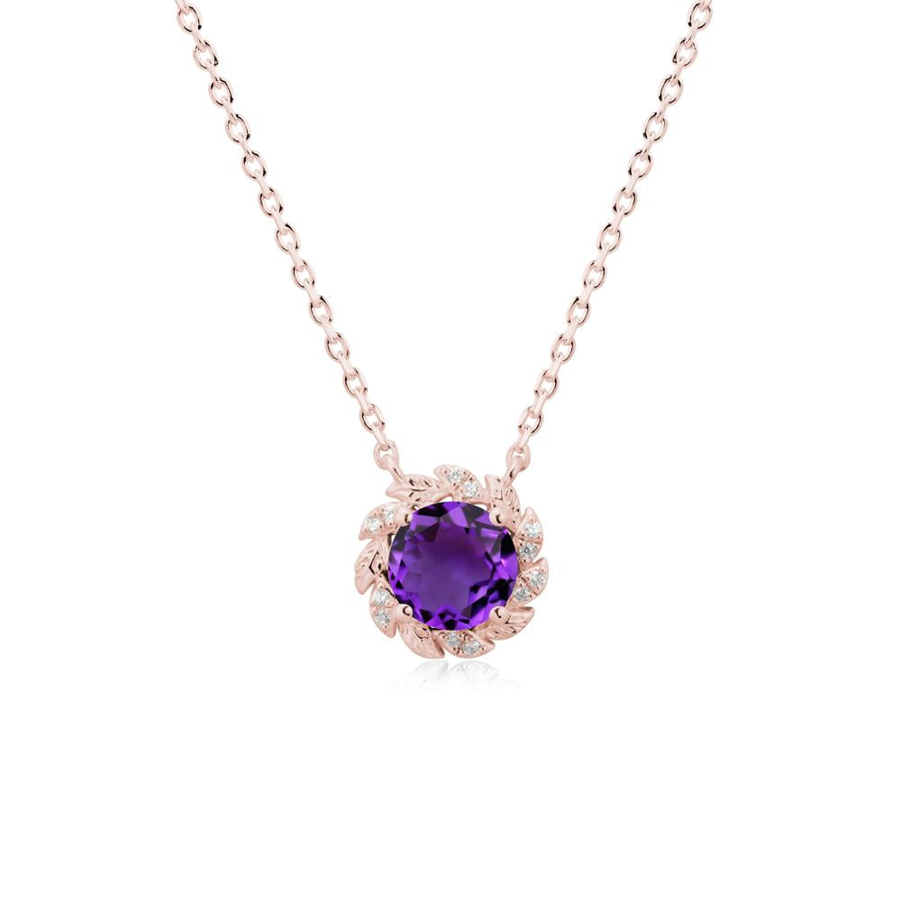Round Amethyst Flower Necklace - LUO Jewelry #metal_18k rose gold
