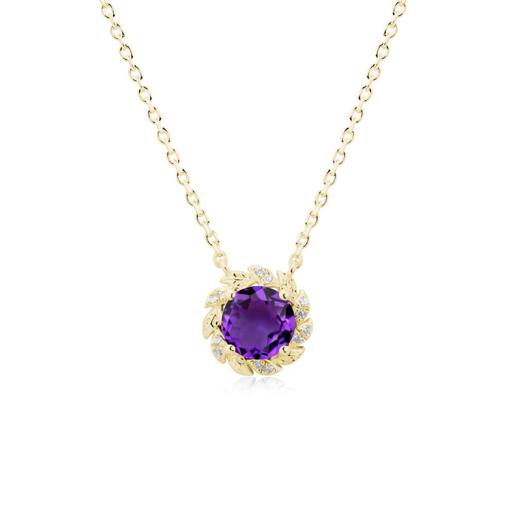 Round Amethyst Flower Necklace - LUO Jewelry #metal_18k yellow gold