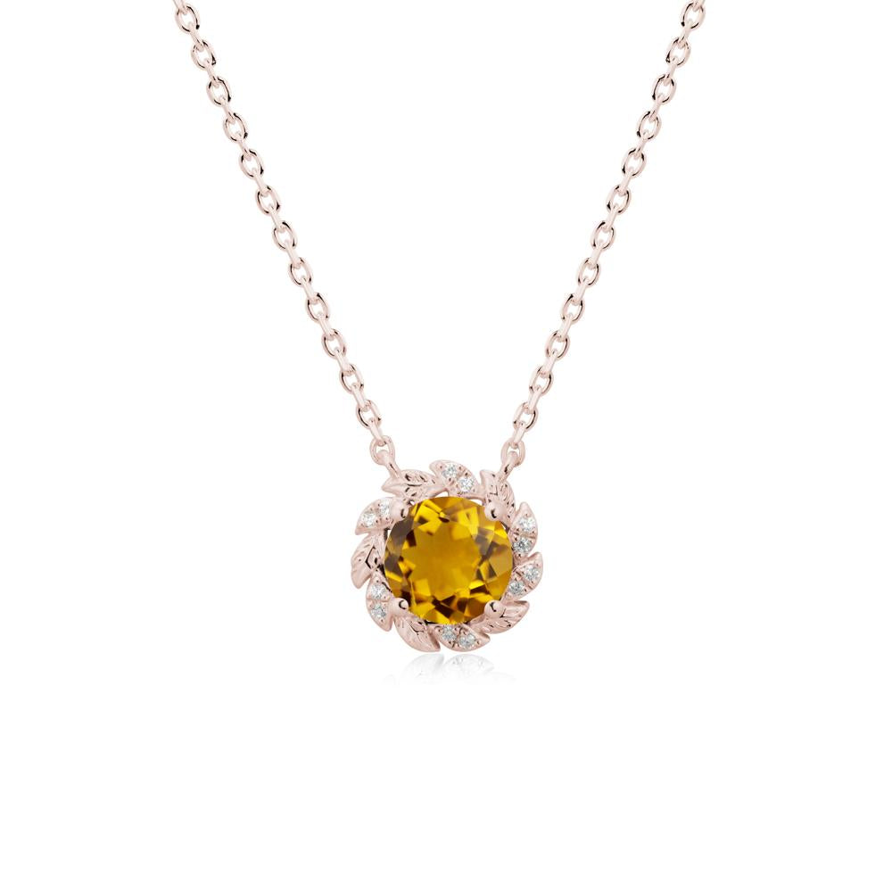Round Citrine Flower Necklace - LUO Jewelry #metal_14k rose gold
