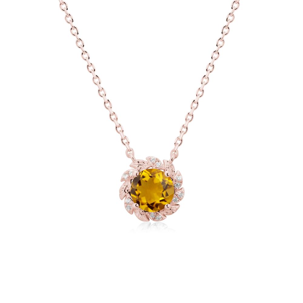 Round Citrine Flower Necklace - LUO Jewelry #metal_18k rose gold
