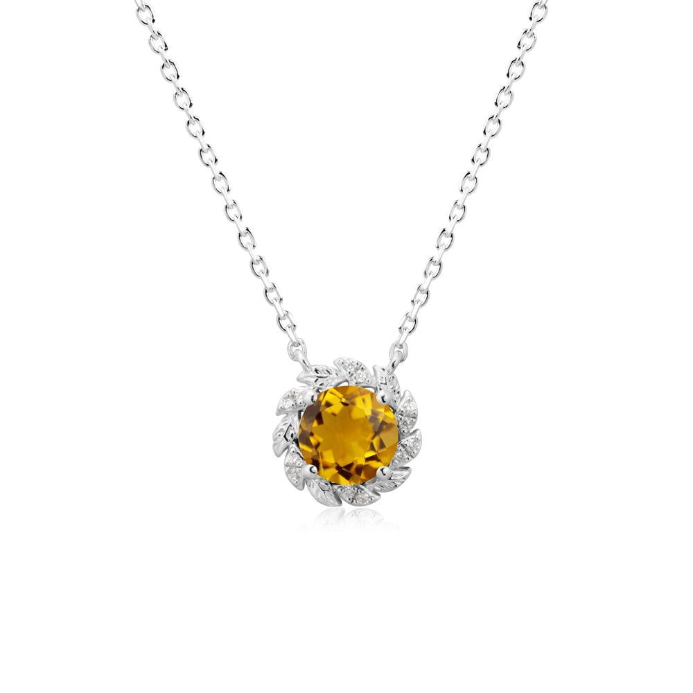 Round Citrine Flower Necklace - LUO Jewelry #metal_18k white gold