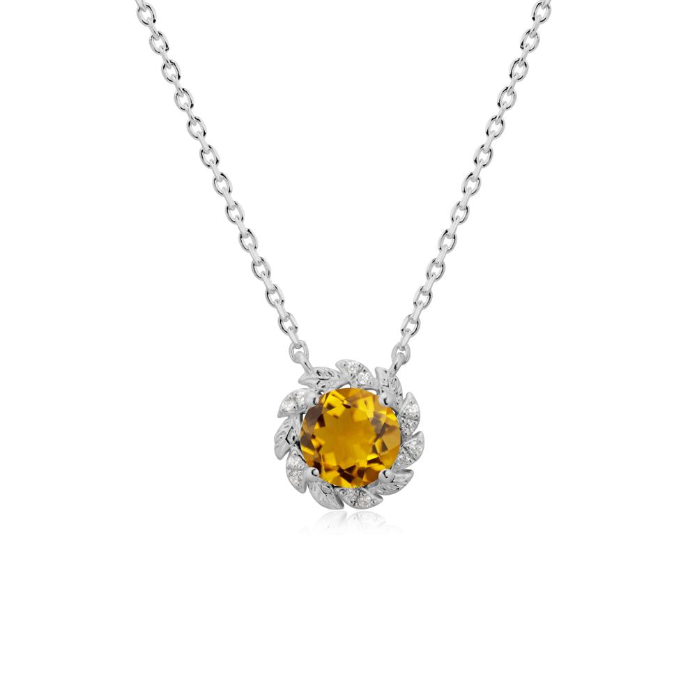 Round Citrine Flower Necklace - LUO Jewelry #metal_platinum