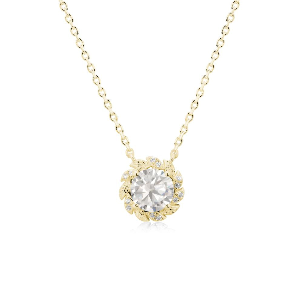 Leaf Halo Cubic Zirconia Pendant Necklace - LUO Jewelry #metal_18k yellow gold