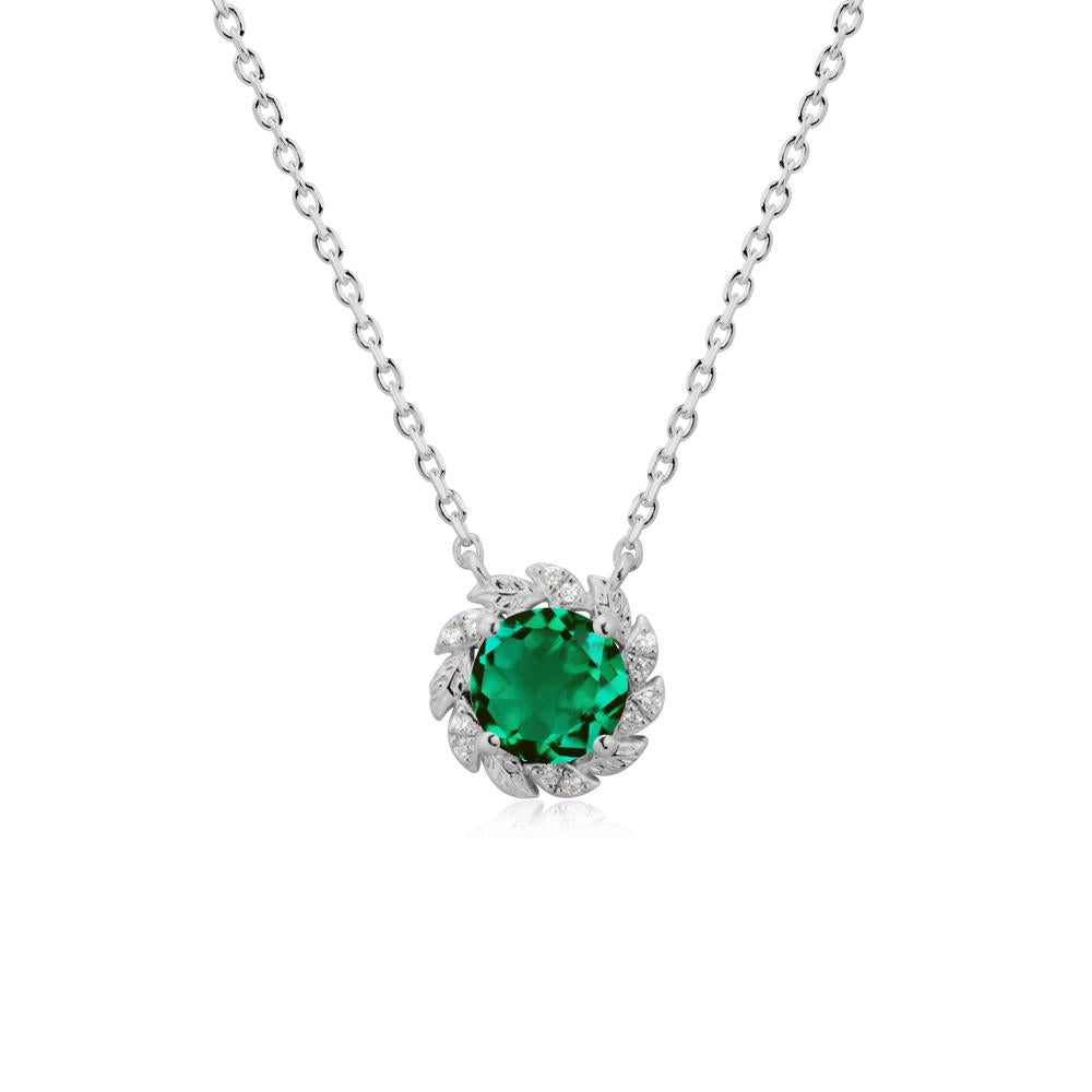 Round Emerald Flower Necklace - LUO Jewelry #metal_platinum