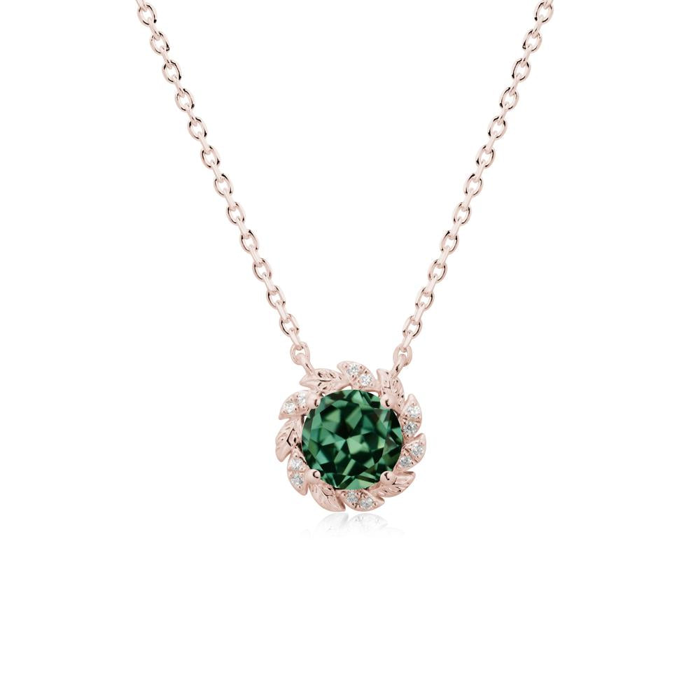 Round Green Sapphire Flower Necklace - LUO Jewelry #metal_14k rose gold