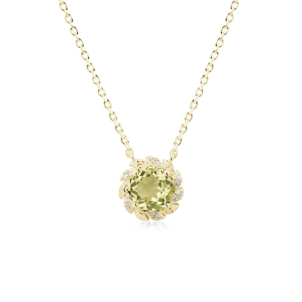 Leaf Halo Lemon Quartz Pendant Necklace - LUO Jewelry #metal_18k yellow gold