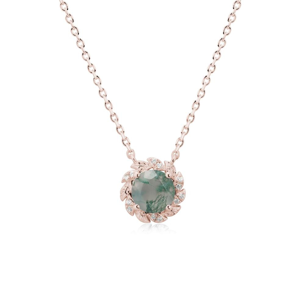 Round Moss Agate Flower Necklace - LUO Jewelry #metal_14k rose gold