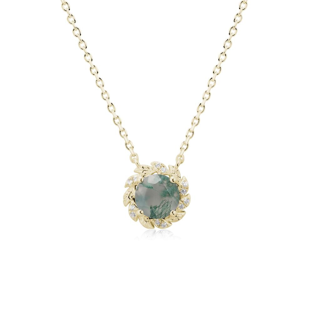 Round Moss Agate Flower Necklace - LUO Jewelry #metal_14k yellow gold