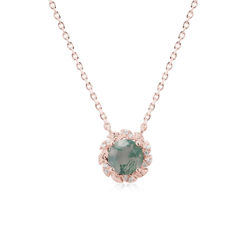 Round Moss Agate Flower Necklace - LUO Jewelry #metal_18k rose gold