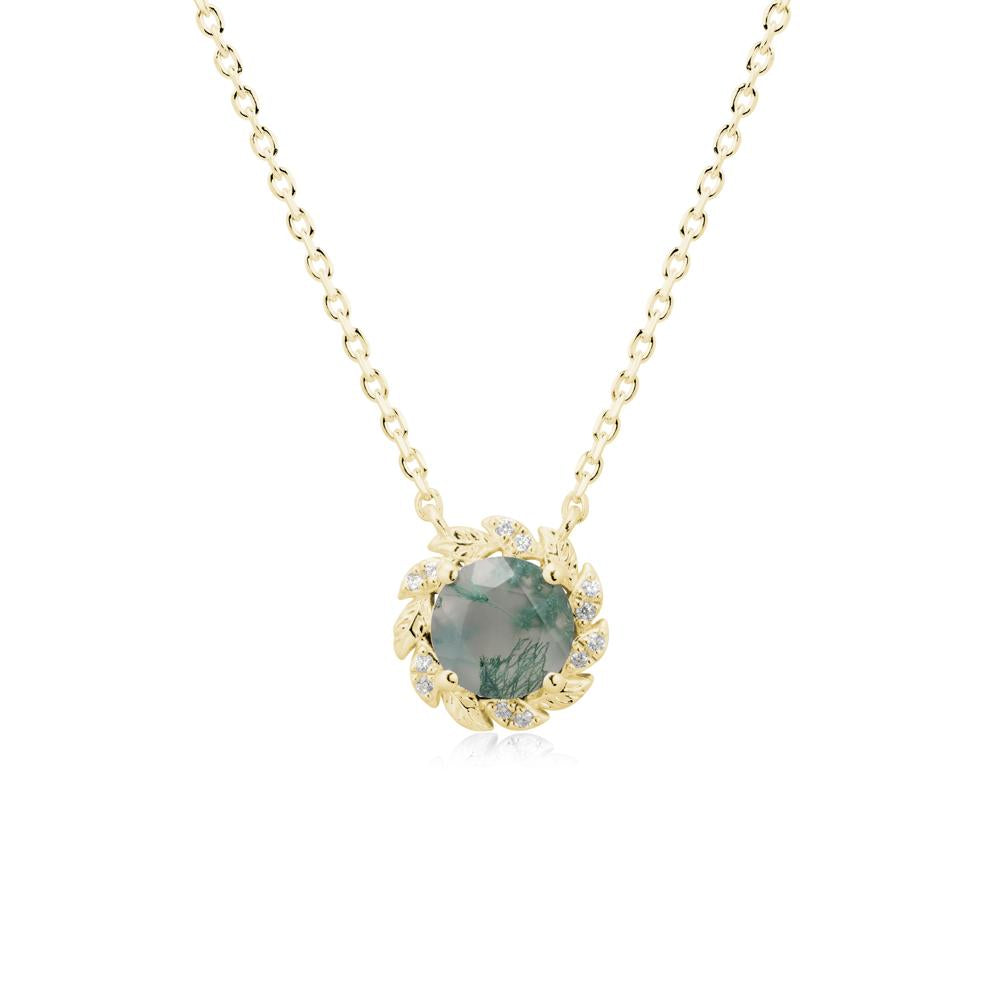 Round Moss Agate Flower Necklace - LUO Jewelry #metal_18k yellow gold