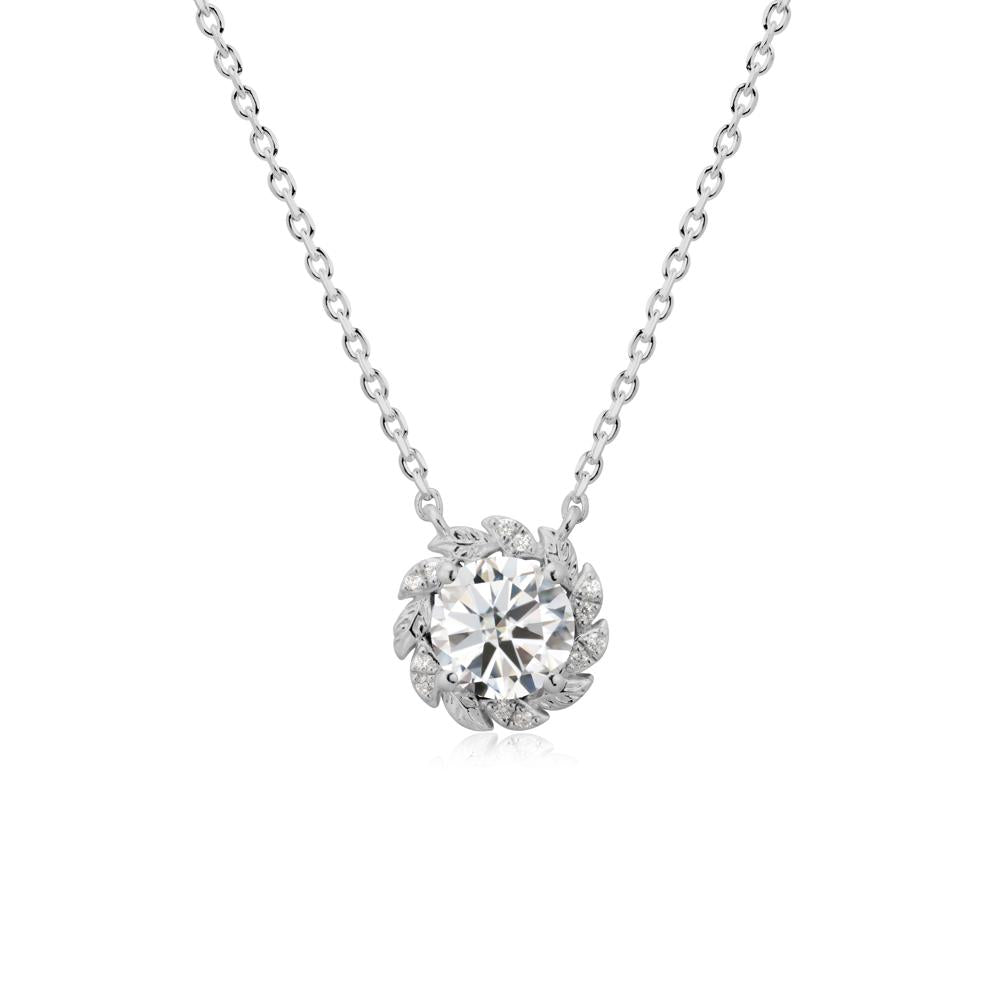 Leaf Halo Moissanite Pendant Necklace - LUO Jewelry #metal_platinum