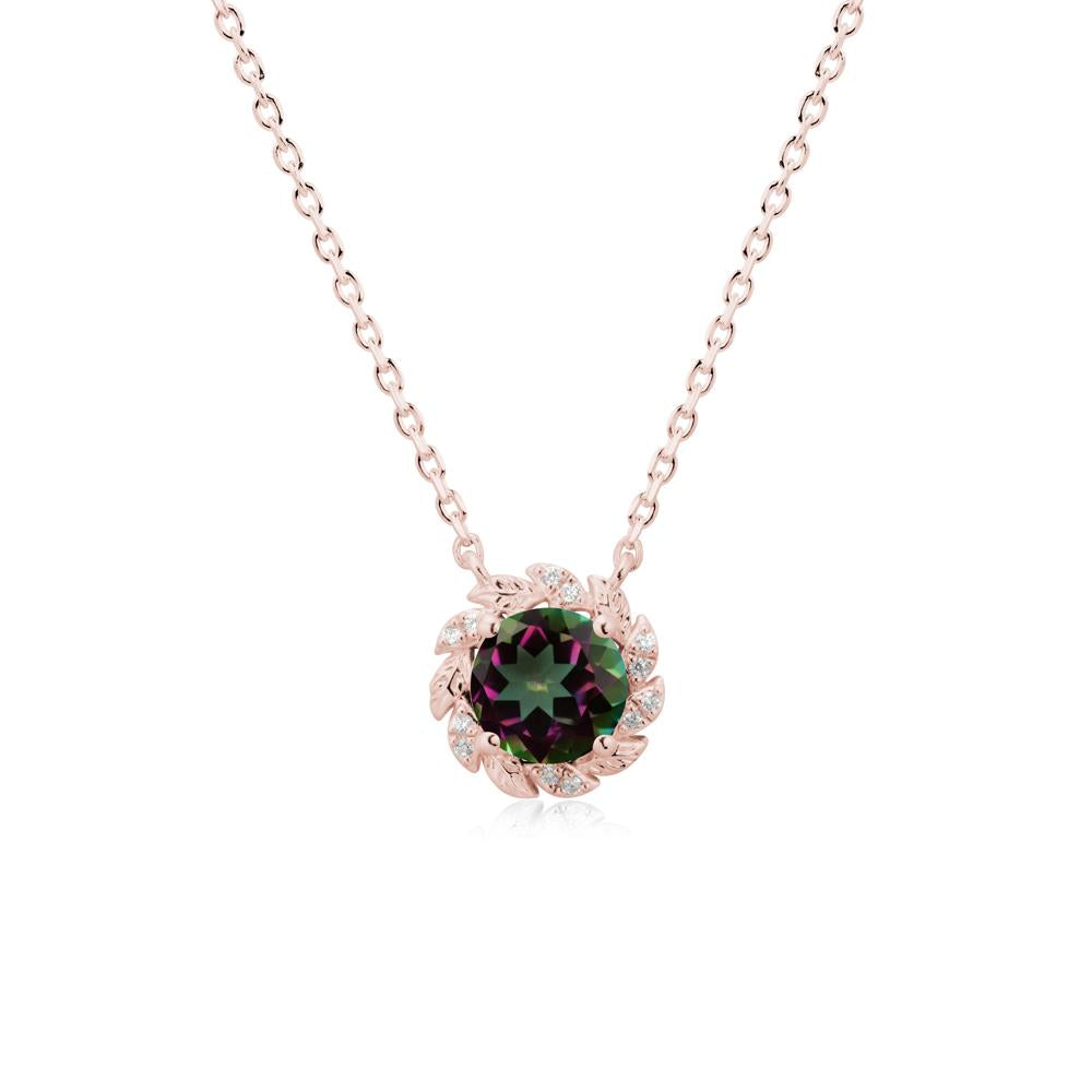 Leaf Halo Mystic Topaz Pendant Necklace - LUO Jewelry #metal_18k rose gold
