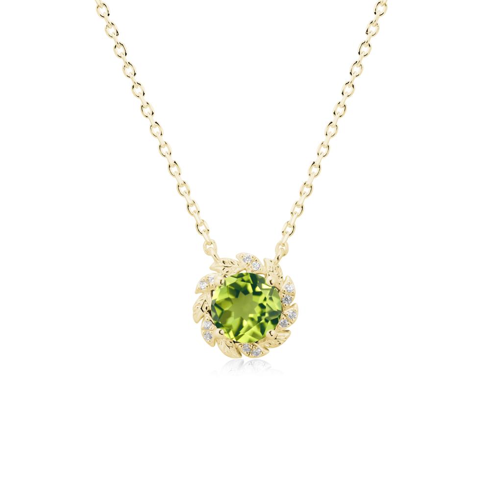 Round Peridot Flower Necklace - LUO Jewelry #metal_18k yellow gold