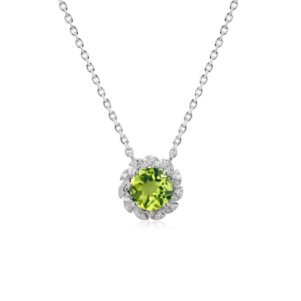 Round Peridot Flower Necklace - LUO Jewelry #metal_platinum