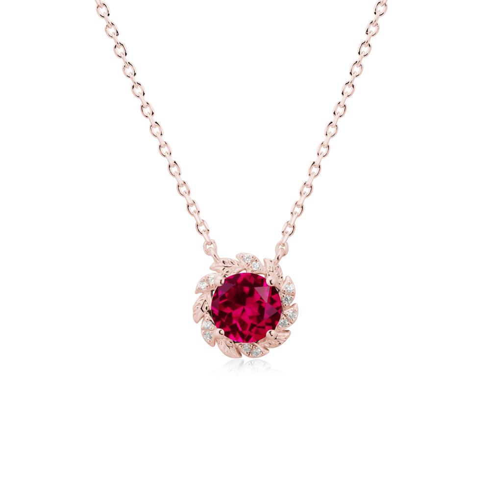 Round Ruby Flower Necklace - LUO Jewelry #metal_18k rose gold