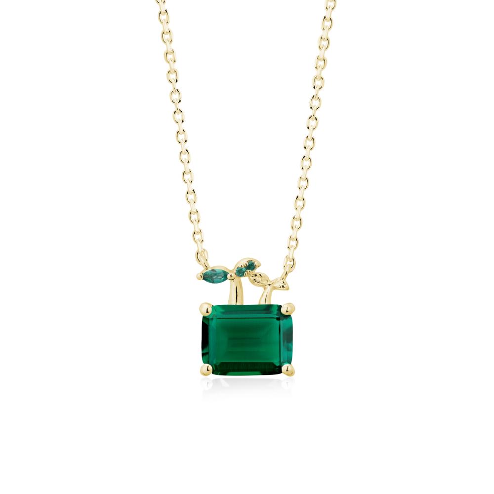Emerald Cut Emerald Sprout Necklace - LUO Jewelry #metal_18k yellow gold