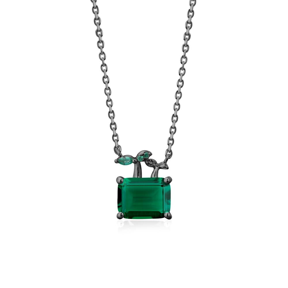 Emerald Cut Emerald Sprout Necklace - LUO Jewelry #metal_black finish sterling silver