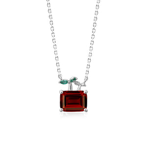 Nature Inspired Garnet and Emerald Pendant Necklace - LUO Jewelry #metal_sterling silver