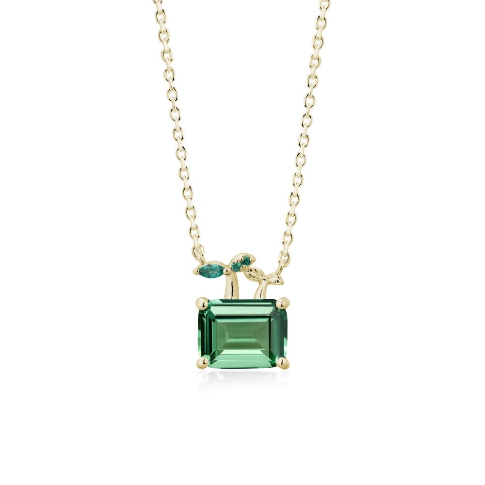 Nature Inspired Green Sapphire and Emerald Pendant Necklace - LUO Jewelry #metal_14k yellow gold