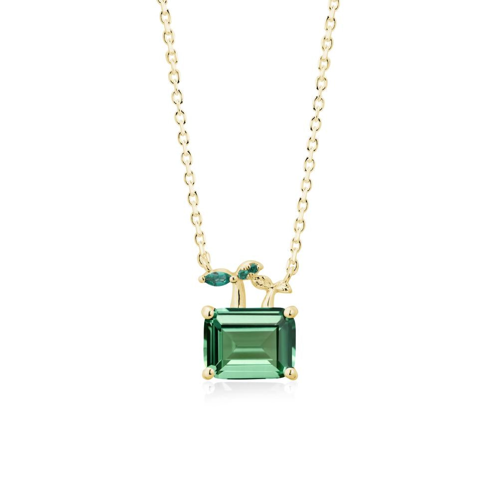 Nature Inspired Green Sapphire and Emerald Pendant Necklace - LUO Jewelry #metal_18k yellow gold