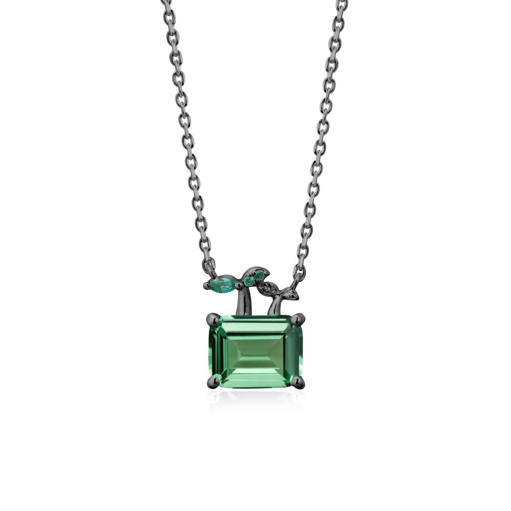Nature Inspired Green Sapphire and Emerald Pendant Necklace - LUO Jewelry #metal_black finish sterling silver