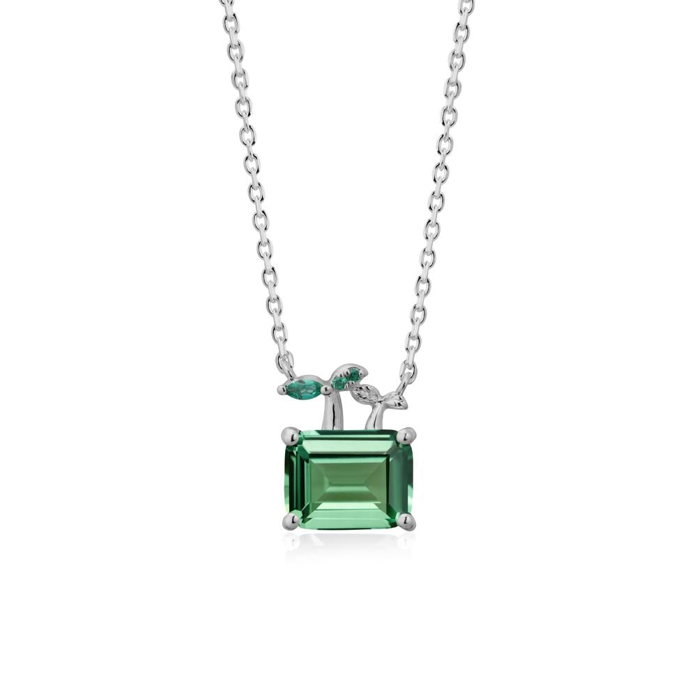 Nature Inspired Green Sapphire and Emerald Pendant Necklace - LUO Jewelry #metal_platinum