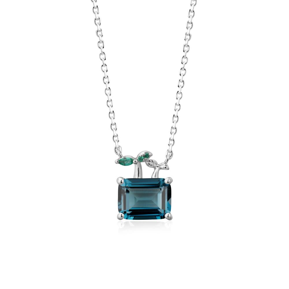 Nature Inspired London Blue Topaz and Emerald Pendant Necklace - LUO Jewelry #metal_18k white gold