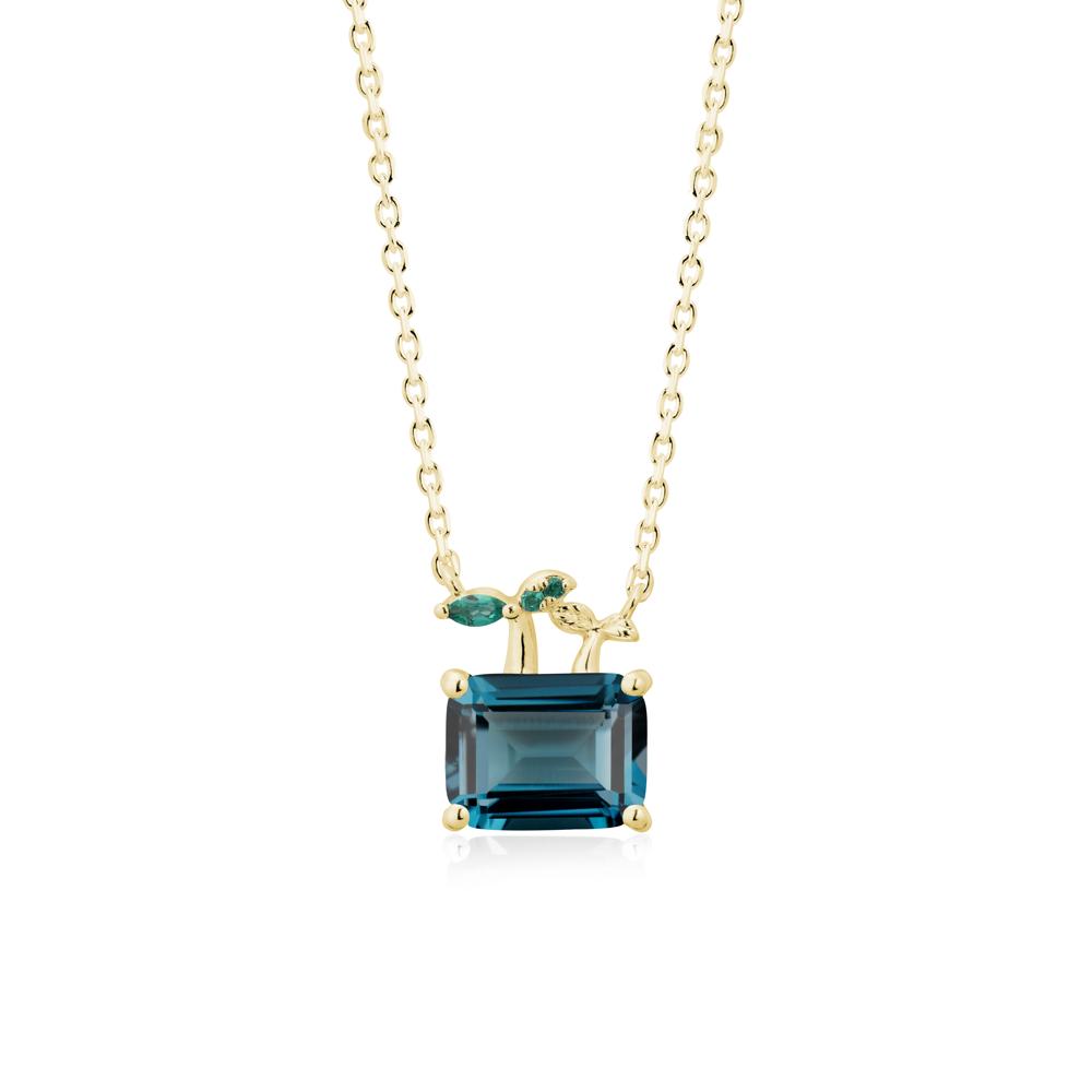 Nature Inspired London Blue Topaz and Emerald Pendant Necklace - LUO Jewelry #metal_18k yellow gold