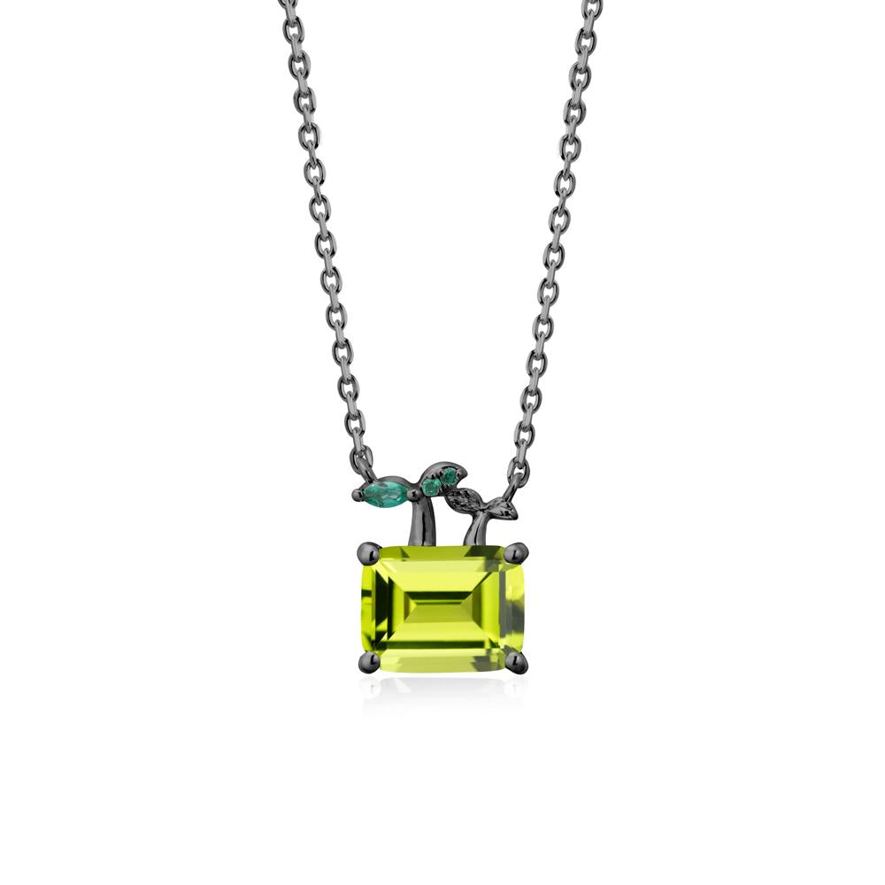 Nature Inspired Peridot and Emerald Pendant Necklace - LUO Jewelry #metal_black finish sterling silver