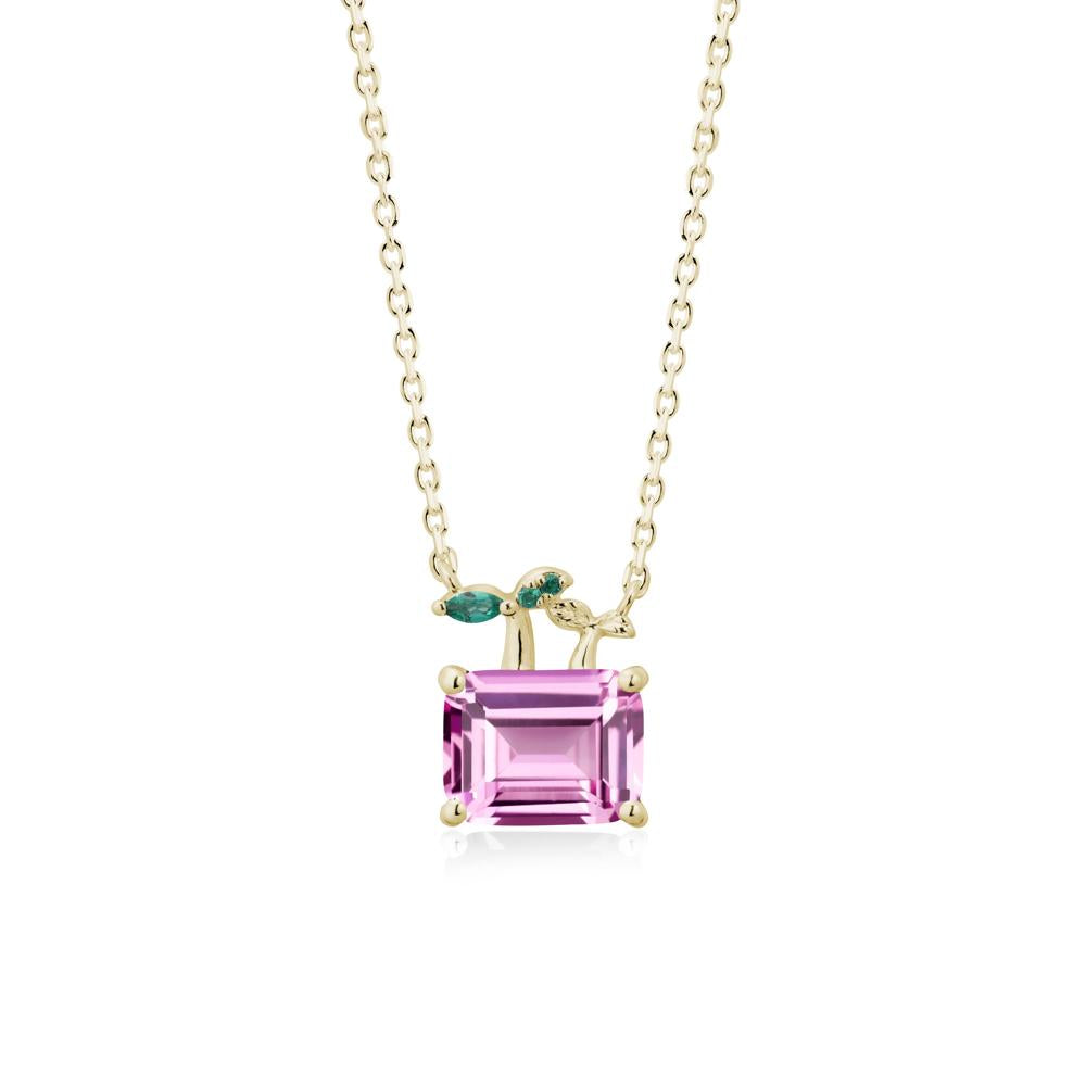 Nature Inspired Pink Sapphire and Emerald Pendant Necklace - LUO Jewelry #metal_14k yellow gold