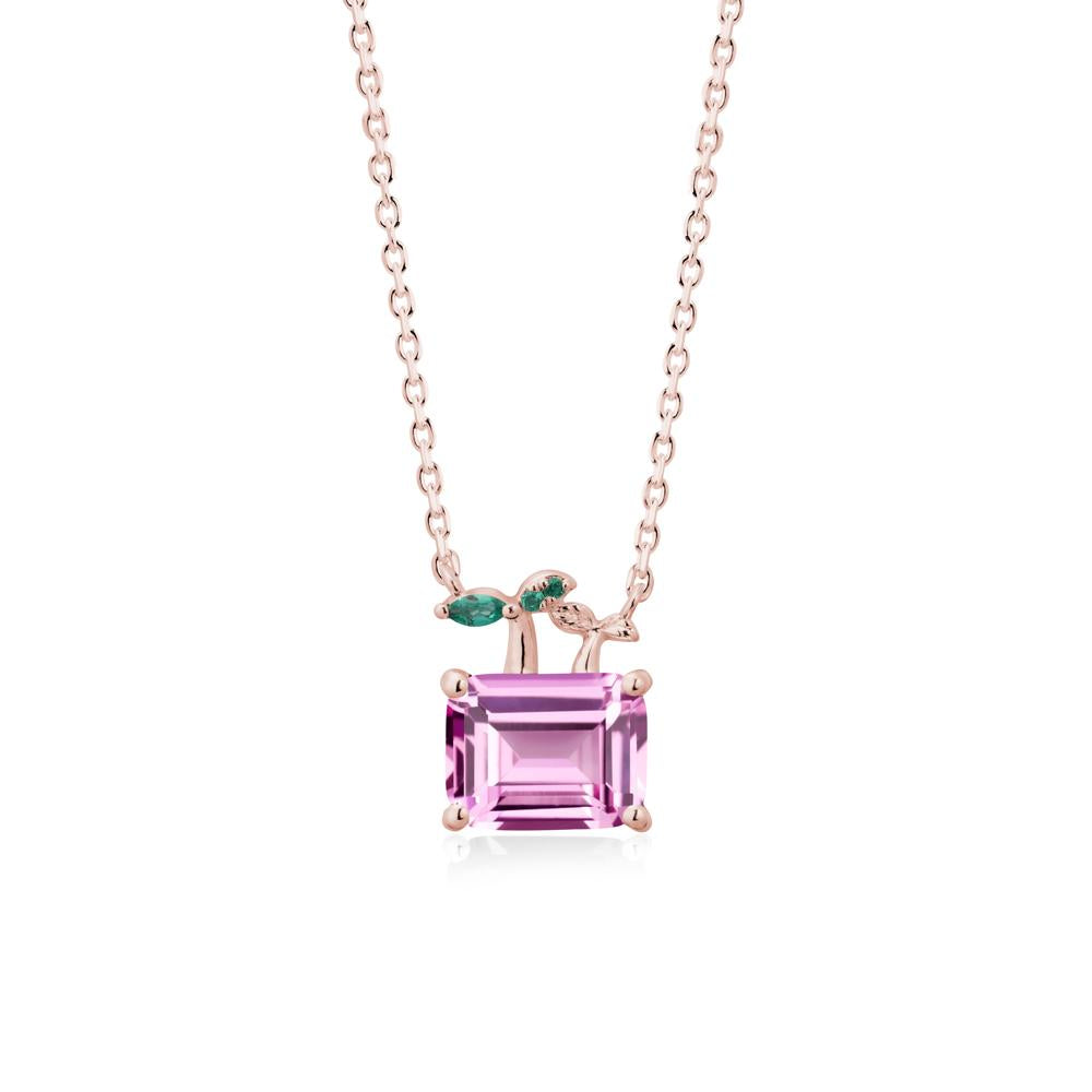Nature Inspired Pink Sapphire and Emerald Pendant Necklace - LUO Jewelry #metal_18k rose gold