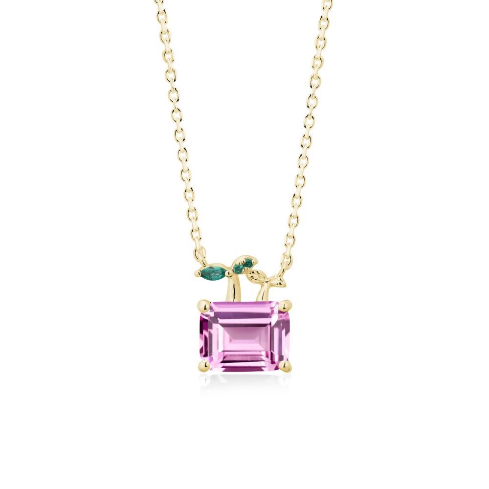 Nature Inspired Pink Sapphire and Emerald Pendant Necklace - LUO Jewelry #metal_18k yellow gold