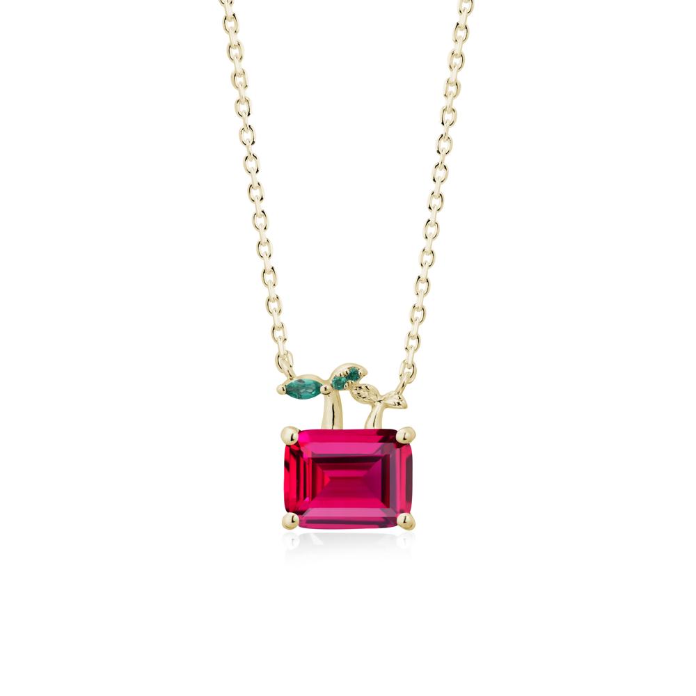 Emerald Cut Ruby and Emerald Sprout Necklace - LUO Jewelry #metal_14k yellow gold