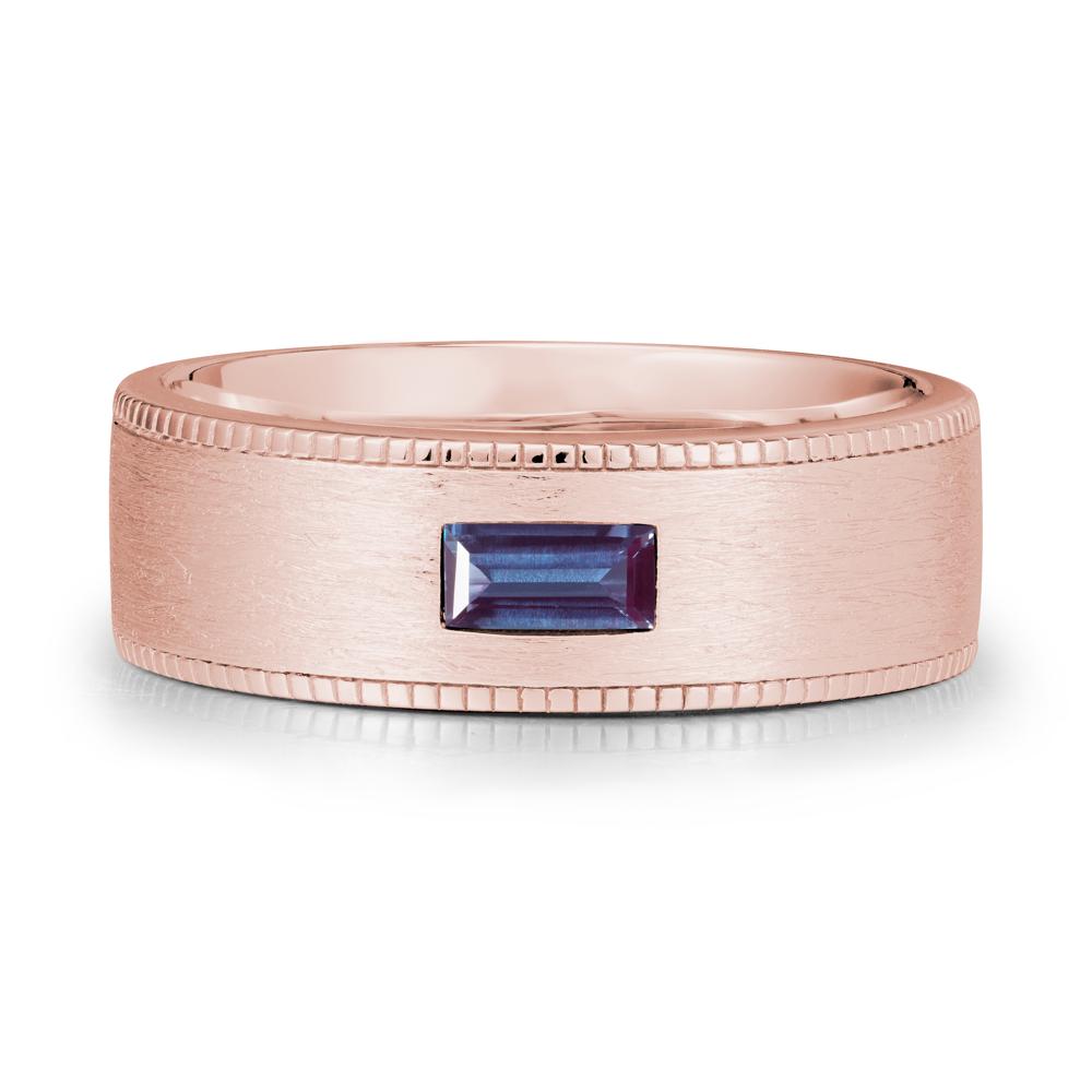Brushed Finish Baguette Alexandrite Ring - LUO Jewelry #metal_18k rose gold