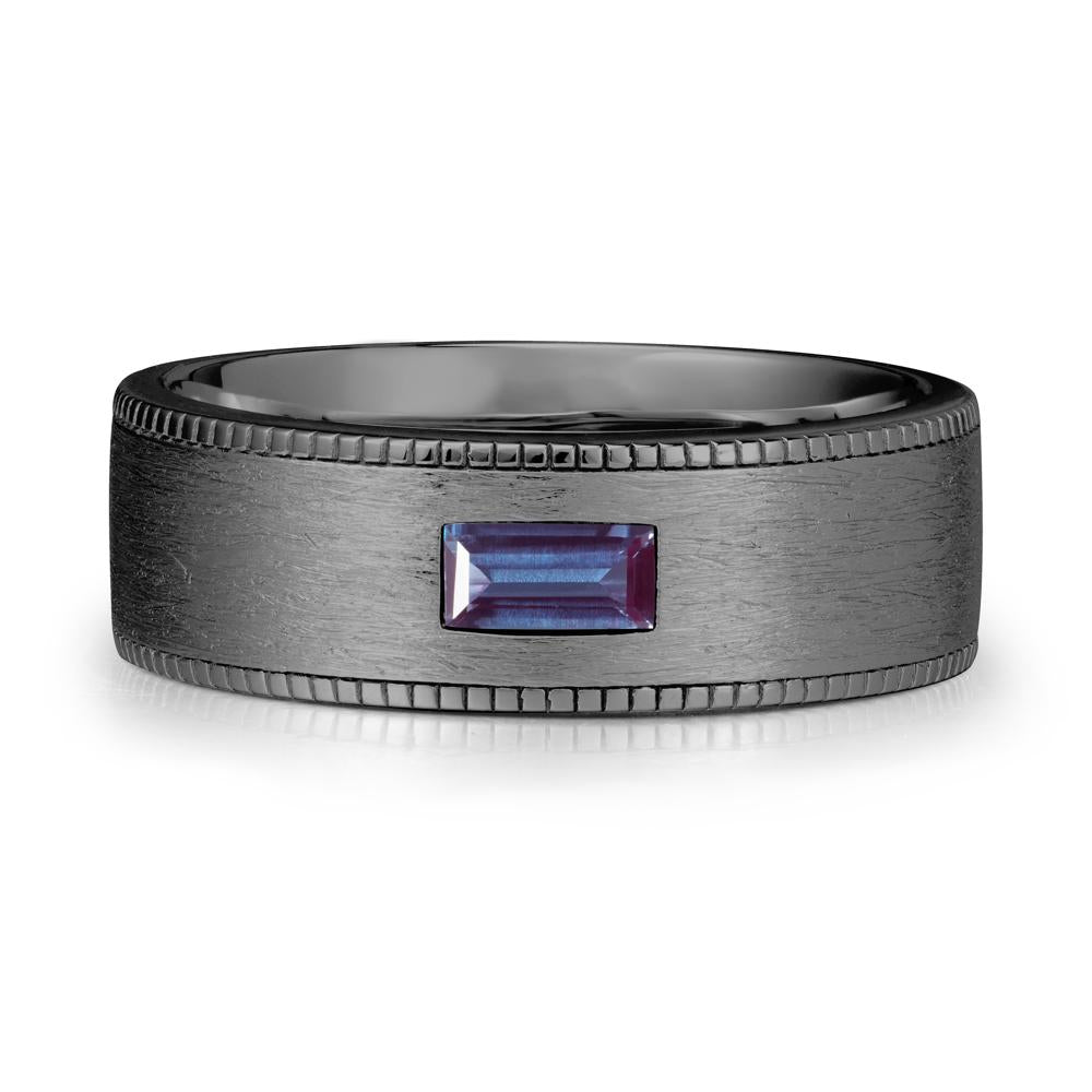 Brushed Finish Baguette Alexandrite Ring - LUO Jewelry #metal_black finish sterling silver